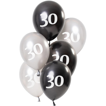 Palloncini 30 anni neri 23cm 6pz