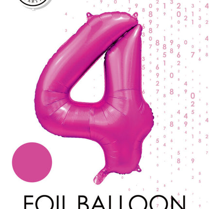 Palloncino Numero fucsia 4 anni lucido 86 cm