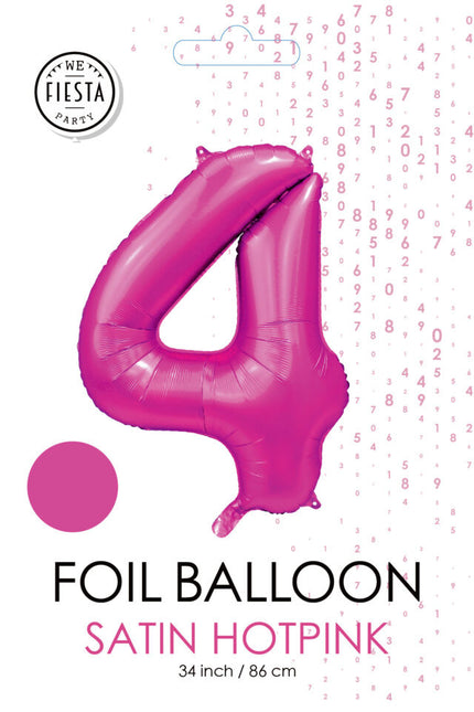 Palloncino Numero fucsia 4 anni lucido 86 cm