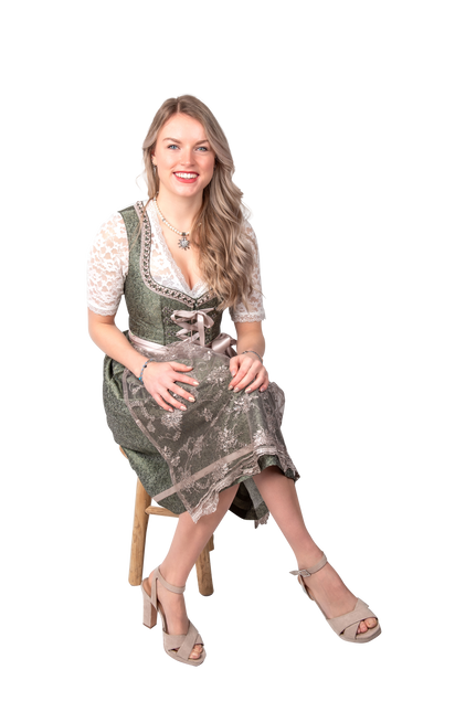 Rosa Bianco Crema Abito Dirndl Oktoberfest Donna Jaquard Grigio