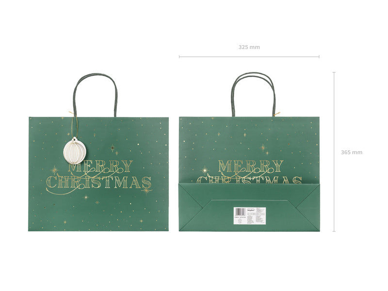 Sacchetto regalo Merry Christmas Verde 32,5 cm