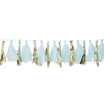 Ghirlanda di nappe blu/oro 2m