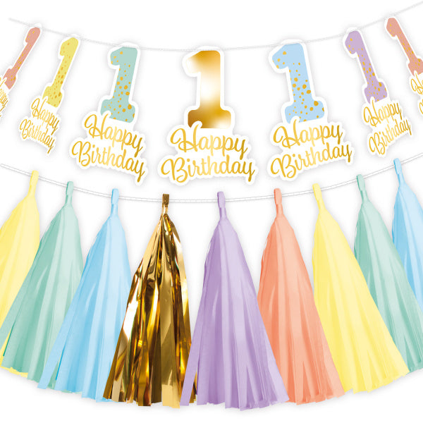 Kit di decorazione per sedie Happy 1St Birthday 2 pezzi