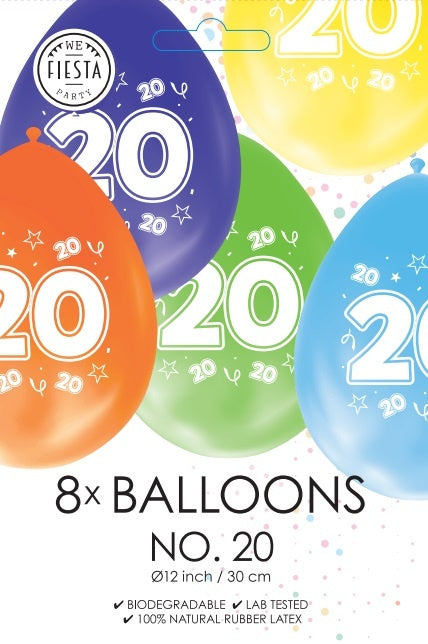 Palloncini colorati 20 anni 30 cm 8 pezzi