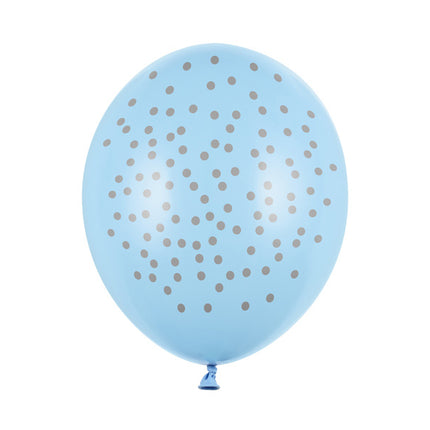 Palloncini blu a pois grigi 30 cm 6 pezzi