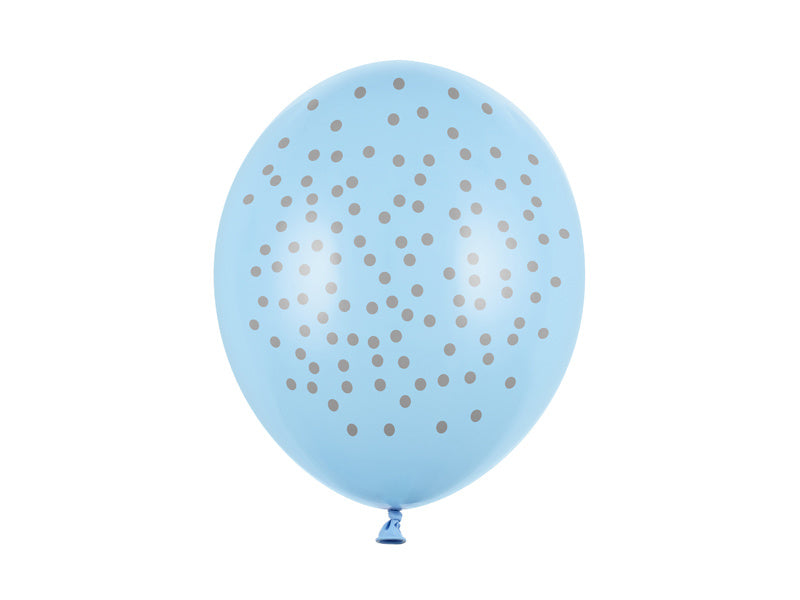 Palloncini blu a pois grigi 30 cm 6 pezzi