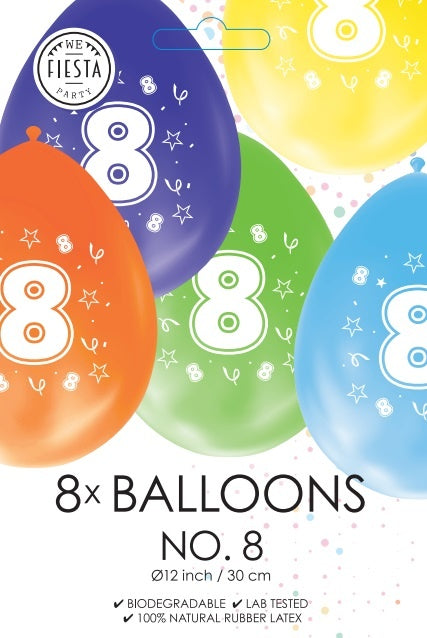 Palloncini colorati 8 anni 30cm 8pz