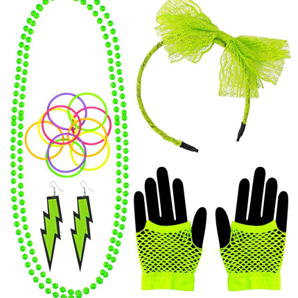 Set di accessori Neon 80S Verde 5 pezzi