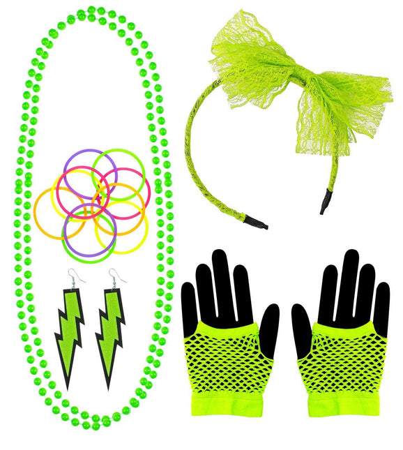 Set di accessori Neon 80S Verde 5 pezzi