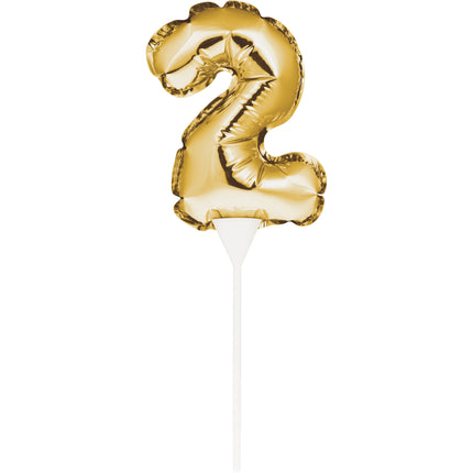 Palloncino in foil oro per torta 2 anni 13 cm