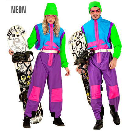 Tuta da sci anni '80 neon Snowboarder