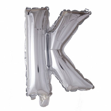 Palloncino in foil Lettera K Argento 41cm con cannuccia