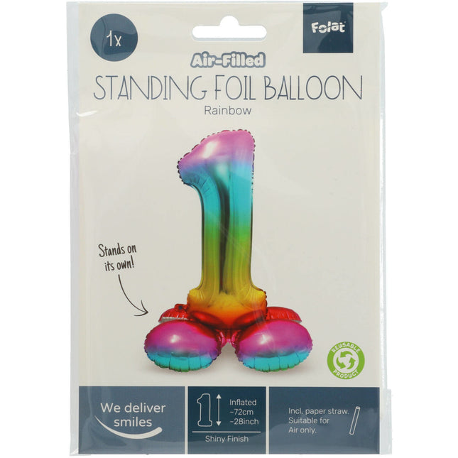 Palloncino in foil Figura 1 Arcobaleno con supporto 72 cm