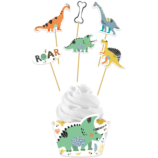 Cupcake Toppers Dino Roar 12 pezzi