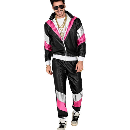 Neon 80S Tuta da ginnastica difettosa Look pelle nera