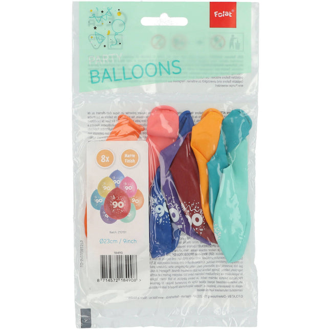 Palloncini 90 anni colorati 23cm 8pz