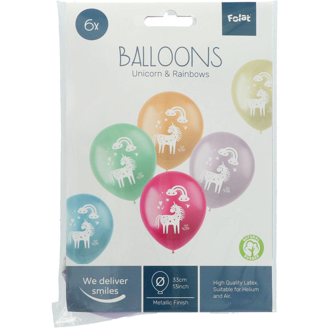 Palloncini Unicorno e Arcobaleno 33cm 6 pezzi