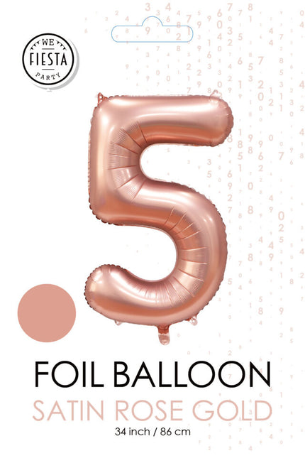 Palloncino con figura in oro rosa 5 anni lucido 86 cm