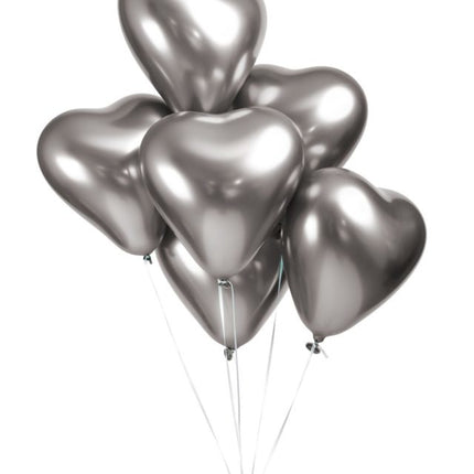 Palloncini a cuore argento 30cm 6pz