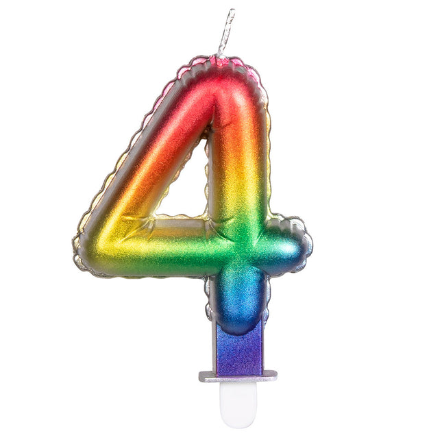 Candela arcobaleno 4 anni 8 cm