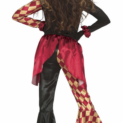 Costume di Halloween da clown horror da donna rosso oro