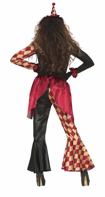 Costume di Halloween da clown horror da donna rosso oro