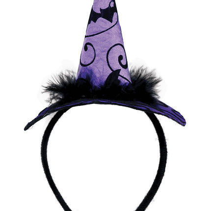 Cappello da strega con cerchietto viola per Halloween