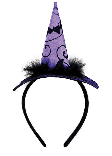 Cappello da strega con cerchietto viola per Halloween