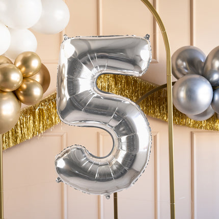 Palloncino in foil numero ''5'', 72 cm, argento