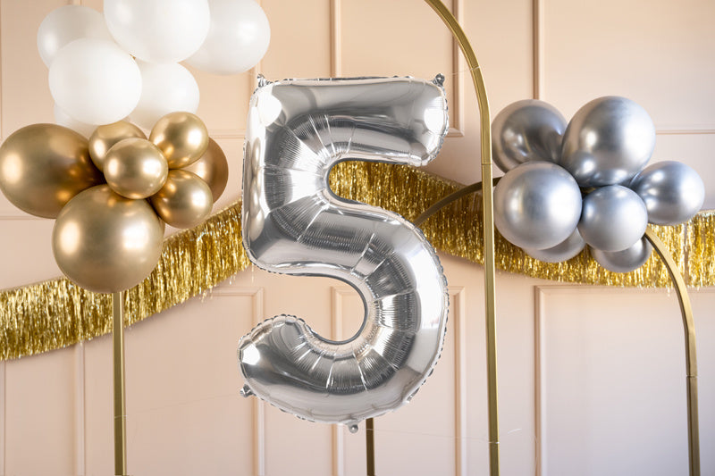 Palloncino in foil numero ''5'', 72 cm, argento