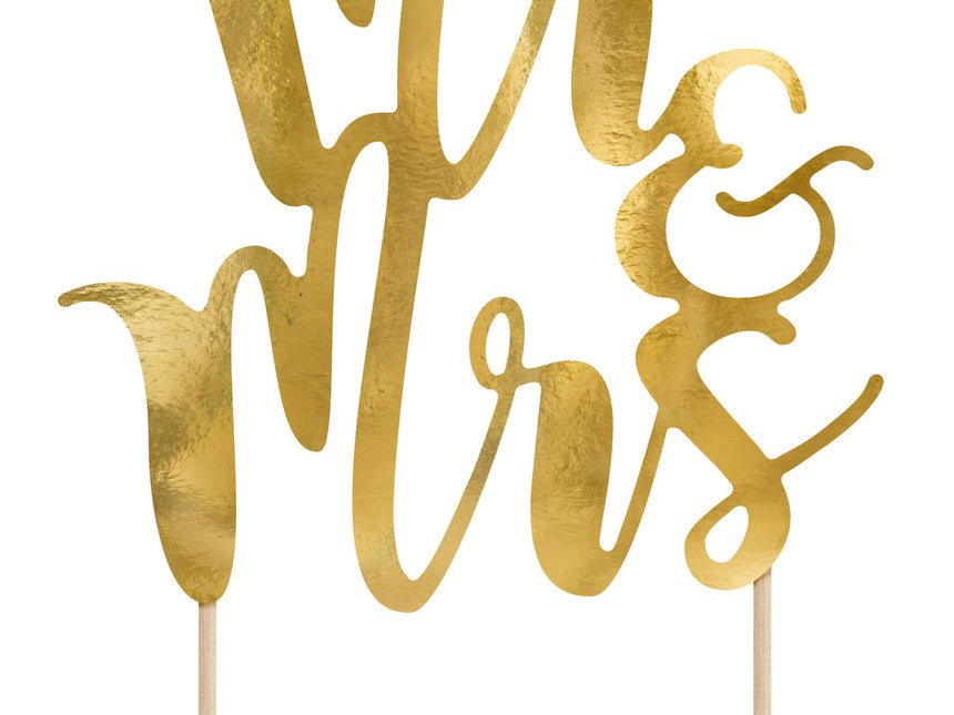 Cake topper Mr & Mrs Gold 25,5 cm