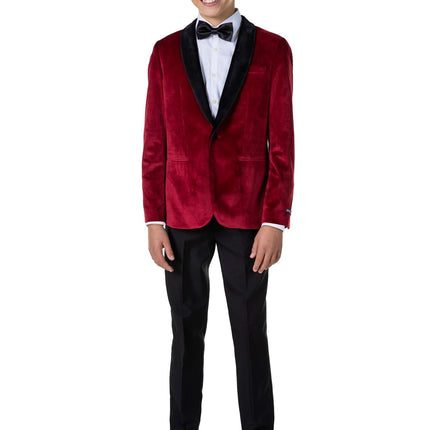 Blazer in velluto rosso bordeaux da ragazzo OppoSuits