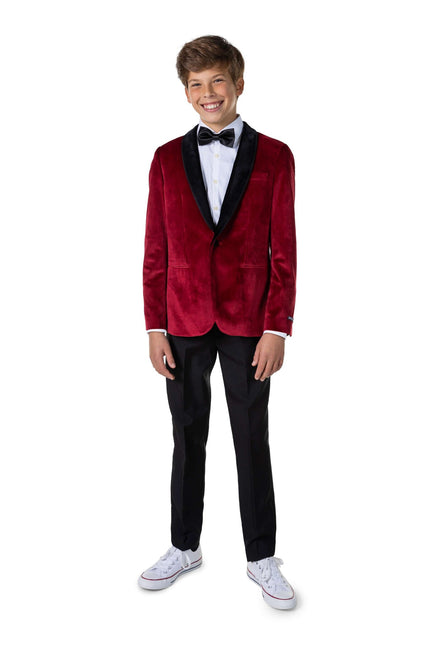 Blazer in velluto rosso bordeaux da ragazzo OppoSuits