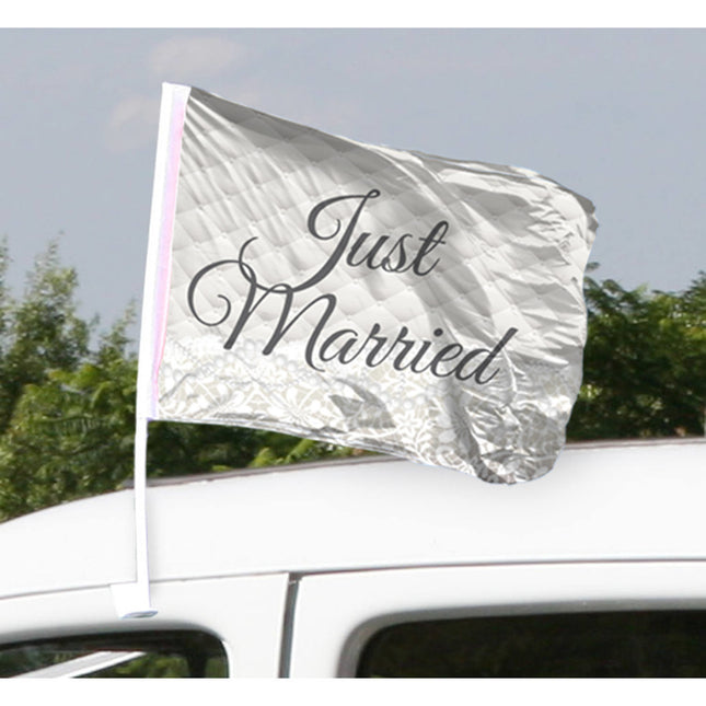 Bandiera per auto "Just Married" 2 pezzi