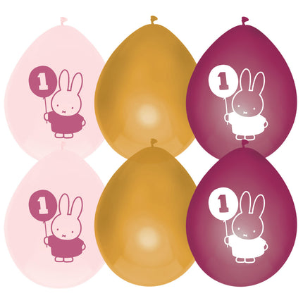 Palloncini Miffy 1 Anno Rosa 30cm 6 pezzi