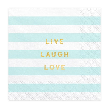 Tovaglioli azzurri Live Laugh Love 33cm 20pz