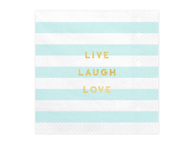 Tovaglioli azzurri Live Laugh Love 33cm 20pz