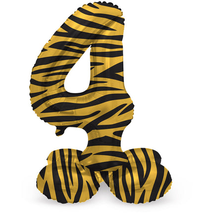 Palloncino numero 4 anni Tiger con vuoto standard 41cm