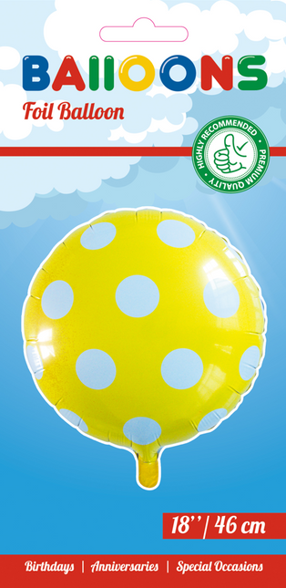 Palloncino ad elio a pois giallo 45 cm vuoto