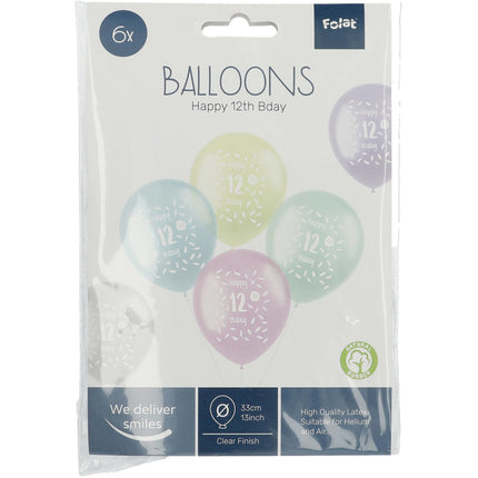 Palloncini Happy 12Th Bday 33cm 6pz