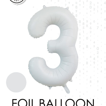 Palloncino bianco a forma di figura 3 anni lucido 86 cm