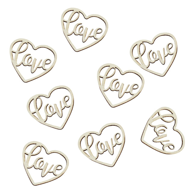 Coriandoli da tavolo Love Heart Wood 3,5 cm 24 pezzi