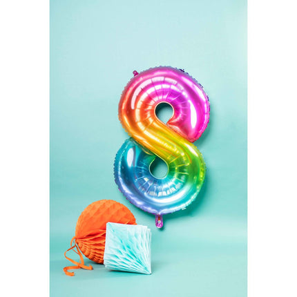 Palloncino in foil Figura 8 Arcobaleno XL 81cm vuoto