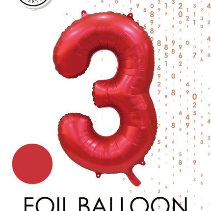 Palloncino numero rosso 3 anni lucido 86 cm