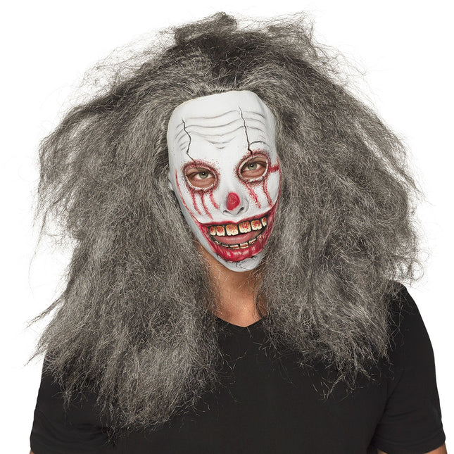 Maschera di Halloween Clown Capelli Grigi