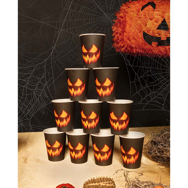 Bicchieri Halloween Zucca di carta 210ml 10pz