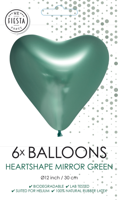 Palloncini cuore verde 30cm 6pz