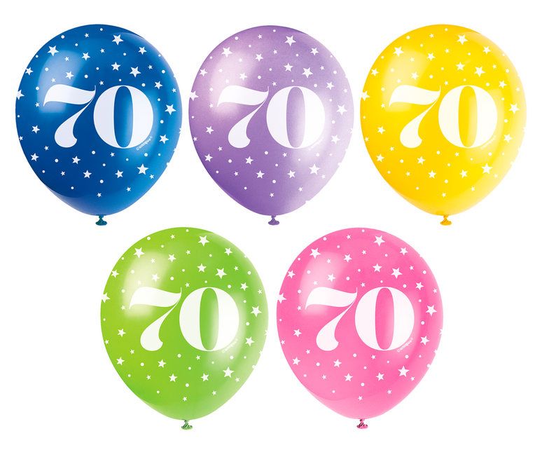 Palloncini 70 Anni Coriandoli 30cm 5pz