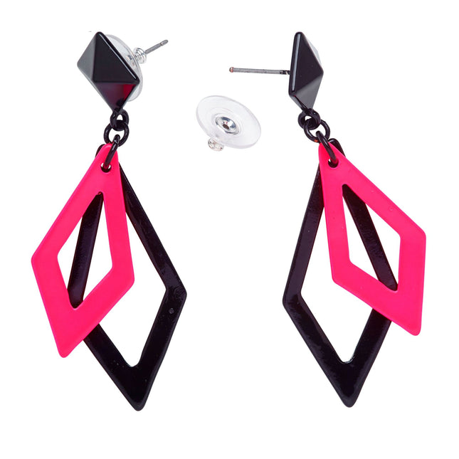 Orecchini Neon 80S Nero Rosa