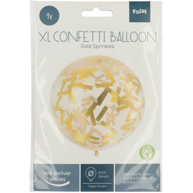 Palloncino con coriandoli oro da 61 cm